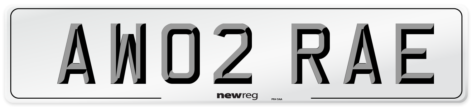 AW02 RAE Number Plate from New Reg